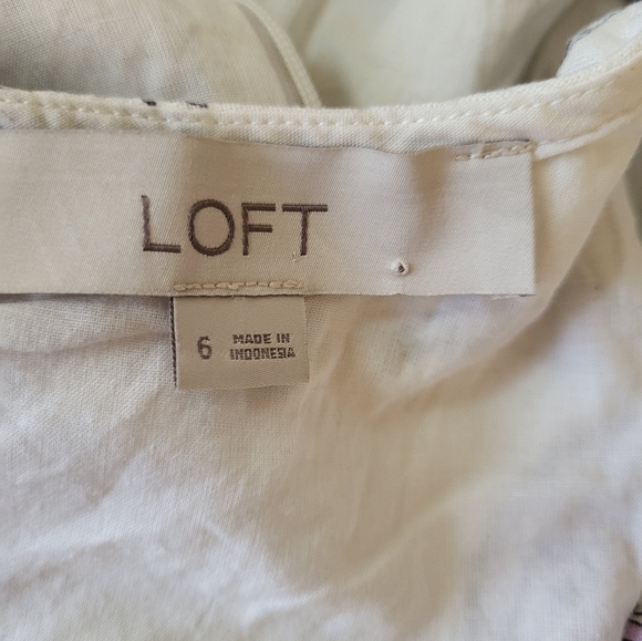 LOFT Elegant White and Lavender Midi Dress, Size 6 - Picture 5 of 8